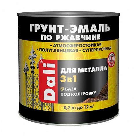Грунт-эмаль по ржавчине Dali 3 в 1, полуглянцевая, база А, 0,7 л, белая ...