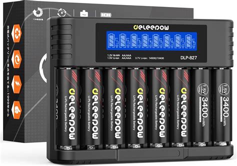 Deleeepow Baterías AA recargables de litio AA de 1 5 V 3400 mWh 8