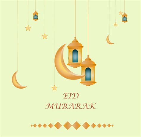 Fondo De Tarjeta De Banner De Luna Hermosa Y Eid Mubarak Vector