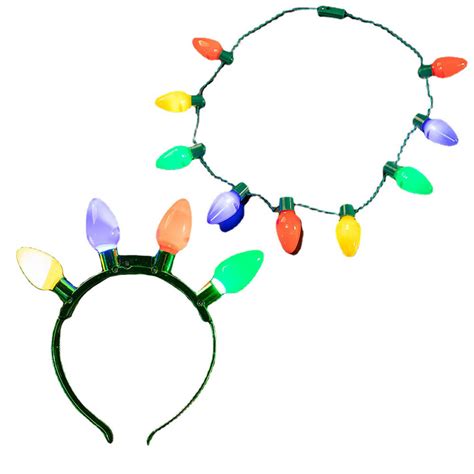 Christmas Jewelry Fun Jumbo Bulb Flashing Lights Necklace 9 Led Clip