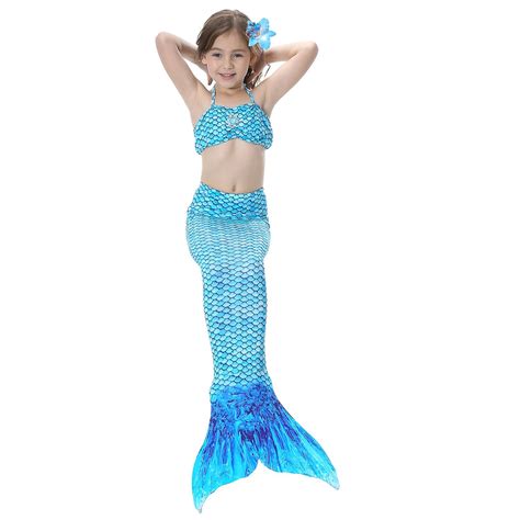 Högkvalitativa Barn Flickor Sjöjungfru Svans Bikini Kostymer Badkläder Badkläder Badkläder
