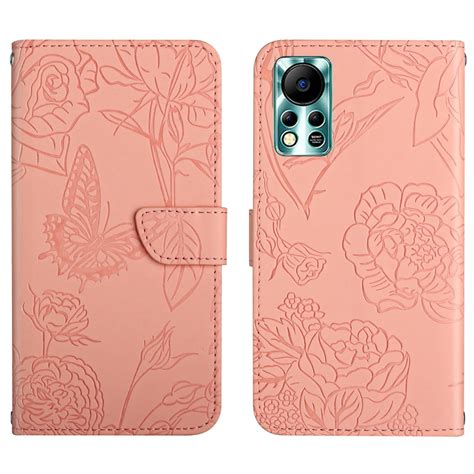 For Infinix Hot S Nfc Ht Skin Feel Butterfly Embossed Flip Leather Phone Case Pink