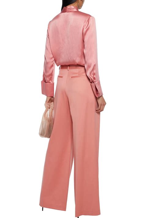 Buy Alice Olivia Alice Olivia Woman Rosina Pussy Bow Stretch Silk Satin Blouse Antique Rose