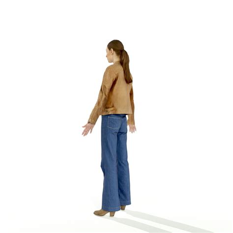 D Model Brunette Woman In Casual Clothes VR AR Low Poly Rigged CGTrader