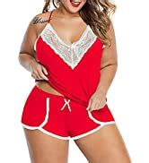 Xakalaka Women Plus Size Lace Bodysuit Teddy Lingerie One Piece