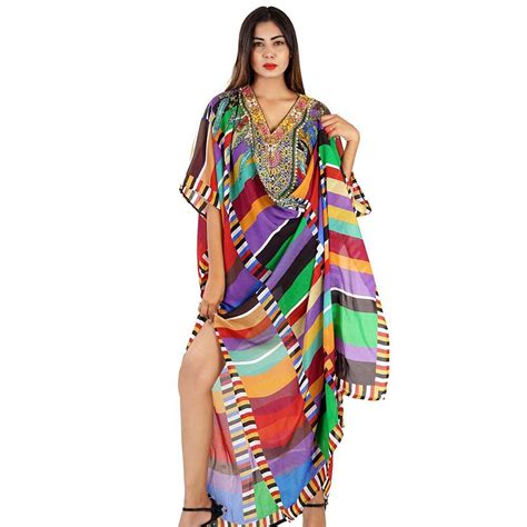 Oversized Beach Tunic Colorful Print V Neck Bikini Grandado