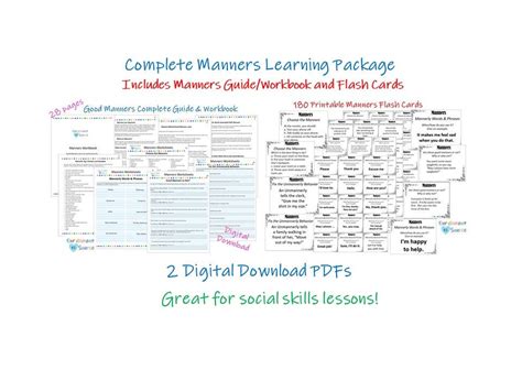 Manners Lesson Bundle Digital Download Complete Guide To Good Manners Printable Manners Guide