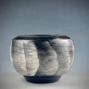 Black And Gray Naked Raku Decorative Vase Etsy