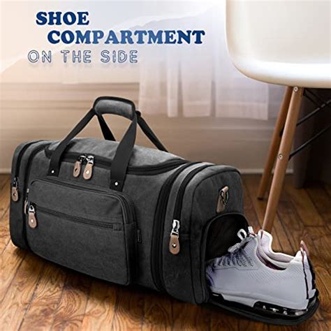 Plambag Travel Duffle Bag With Shoe Compartment 60l Canvas Duffel Overnight Weekend Bagdark