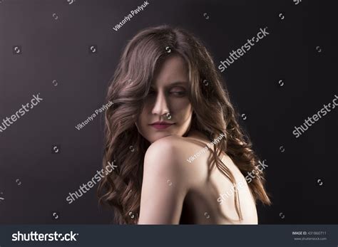 Closeup Portrait Brunette Woman Naked Shoulders Stock Photo Edit Now