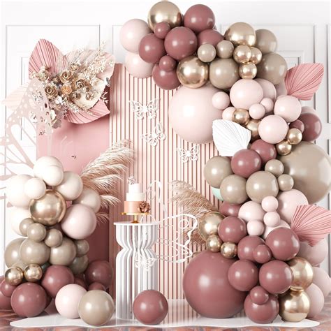 Dusty Pink Beige Gold Boho Balloon KKS1 Garland Arch Blush Nude Tan Champagne Gold Double