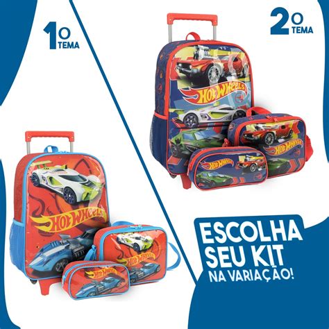 Kit Mochila De Rodinhas Hot Wheels Estojo Lancheira Escolar Original Shopee Brasil