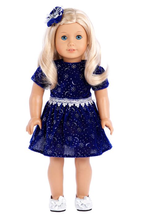 Midnight Blue Clothes For 18 Inch American Girl Doll Holiday Dress