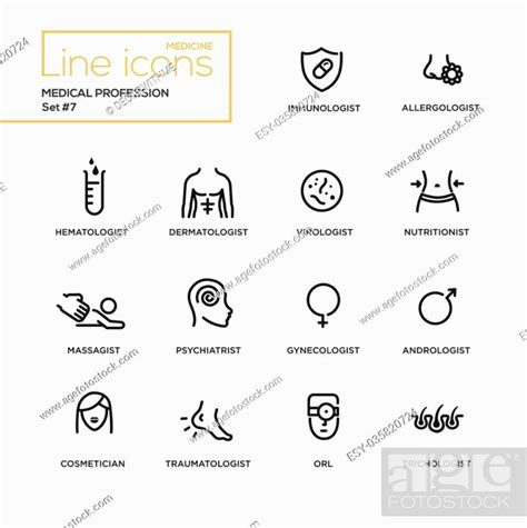 Medical Profession Simple Thin Line Design Icons Pictograms Set Stock Vector Vector And Low