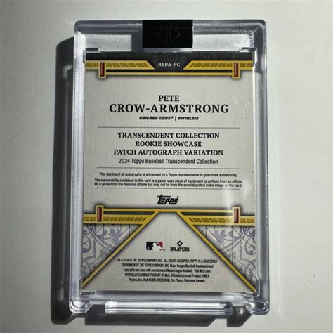 2024 Topps Transcendent Pete Crow Armstrong GAME USED Rookie Patch Auto