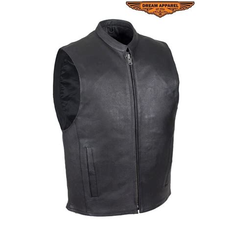 Mens Naked Cowhide Leather Motorcycle Patchmaster MC Vest Dual Concealed Carry Leather Men