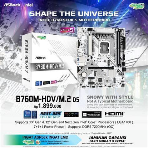 Promo ASROCK B760M-HDV/M.2 DDR5 | Intel B760 LGA 1700 Micro ATX ...