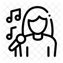 Female Singing Icon - Download in Line Style