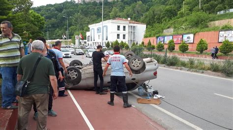 Zonguldak Ta Takla Atan Otomobilden Burnu Bile Kanamadan Kt