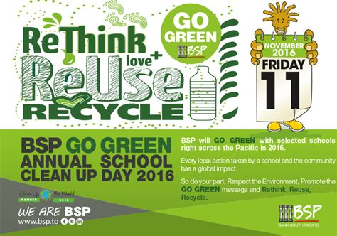 Rethink Reuse Recycle Bsp Encourages Go Green School Clean Up Day