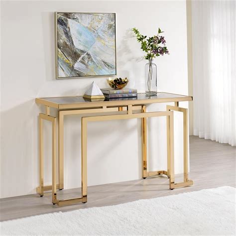 Furniture Of America Mahone Contemporary Glass Top Console Table In