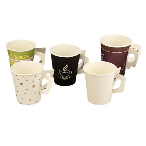 Biodegradable Drinking Hot Coffee Beverage Take Away Paper Cup With Handle Coffee Cup With