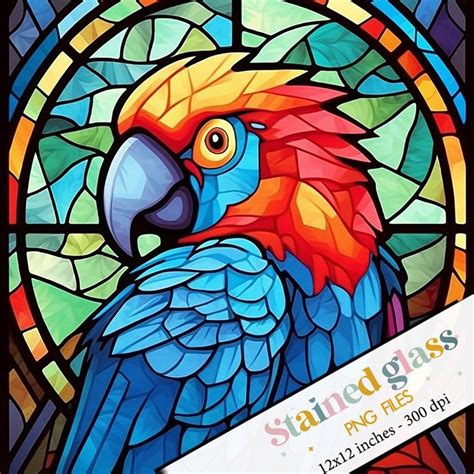 Parrot Stained Glass Design For Tumbler Sublimation Faux Stained Glass