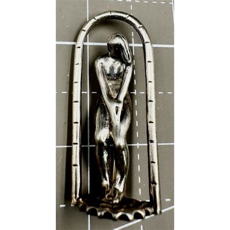 Mid Century Sterling Silver Nude Woman Sterling Brooc Gem