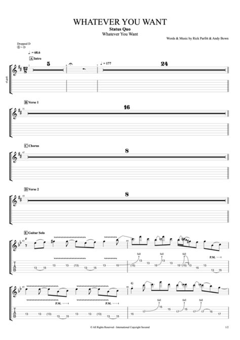 Whatever You Want Tab By Status Quo Guitar Pro Full Score Mysongbook