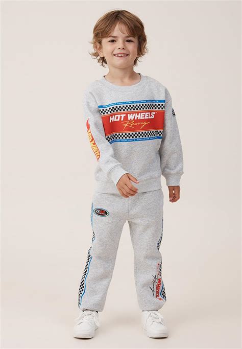 License Felix Fleece Crew Neck Lcn Mat Fog Grey Marle Hot Wheels Racing Cotton On Tops