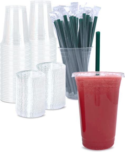 40 Sets 24 Oz Crystal Clear Pet Plastic Cups With Flat