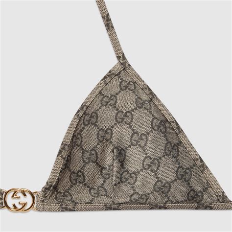 Gg Stretch Jersey Bikini In Beige And Ebony Gucci Us