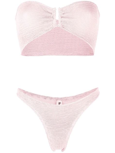 Reina Olga Ausilia Bandeau Bikini Pink FARFETCH