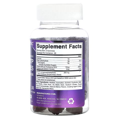 Vitamatic 5 Htp Gummies With B6 Natural Berry 200 Mg 60 Gummies