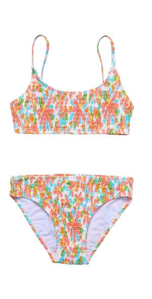 Snapper Rock Girls Hawaiian Luau Sustainable Shirred Bikini