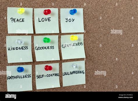 Fruit Of The Holy Spirit Handwritten Words On Pin Board Love Joy