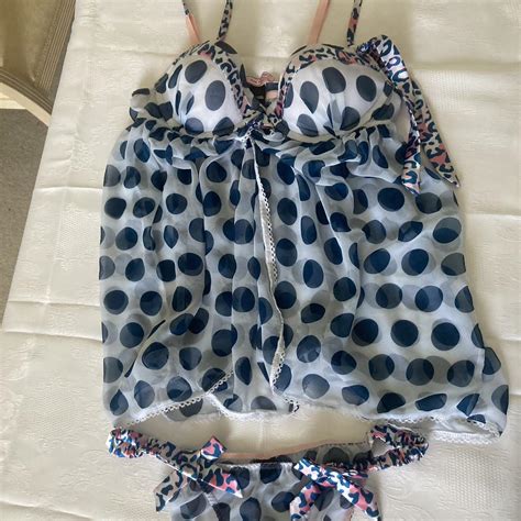 Victorias Secret Polka Dot Lingerie Set Very Depop