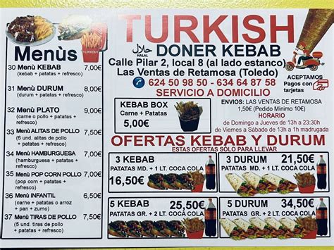 Carta Del Restaurante Turkish Doner Kebab Las VENTAS Las Ventas Del