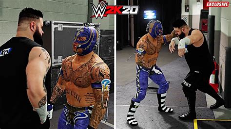 Wwe 2k20 Exclusive Rey Mysterio Vs Kevin Owens Backstage Brawl Youtube