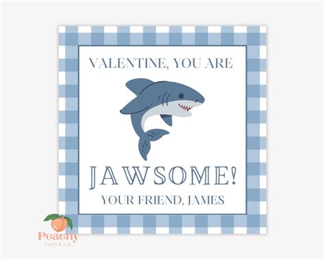 Printable Shark Valentines Day Tag You Are Jawsome Classroom