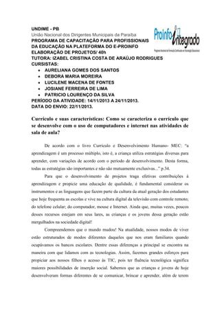 Atividade Curriculoesuascaracteristicas Pdf