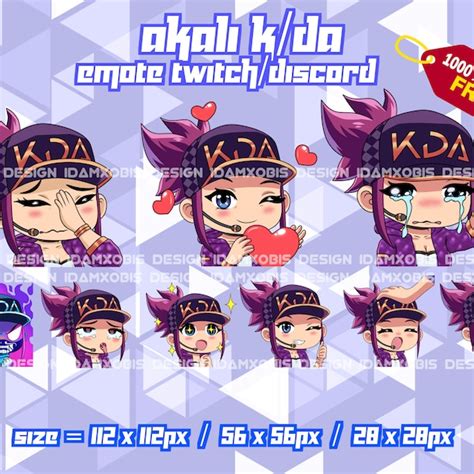 Akali Emotes Chibi Etsy Canada