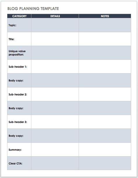 Blog Content Plan Template