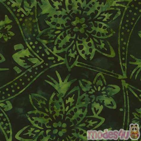 Timeless Treasures Tela Batik Verde Oscuro De Flores Fabric By Timeless