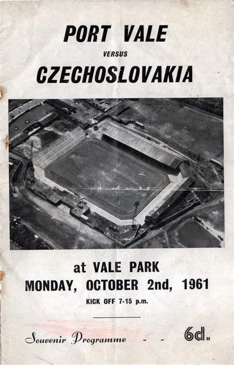 An Old Advertisement For The Port Vale Versus Czechovaka At Vale Park