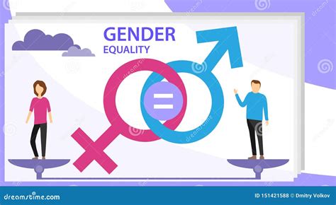 Gleichberechtigung Der Geschlechter Vektorillustration Flache Kleine Personen Mit Sex Symbol