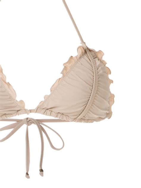 Amir Slama Scalloped Trim Bikini Set Neutrals FARFETCH