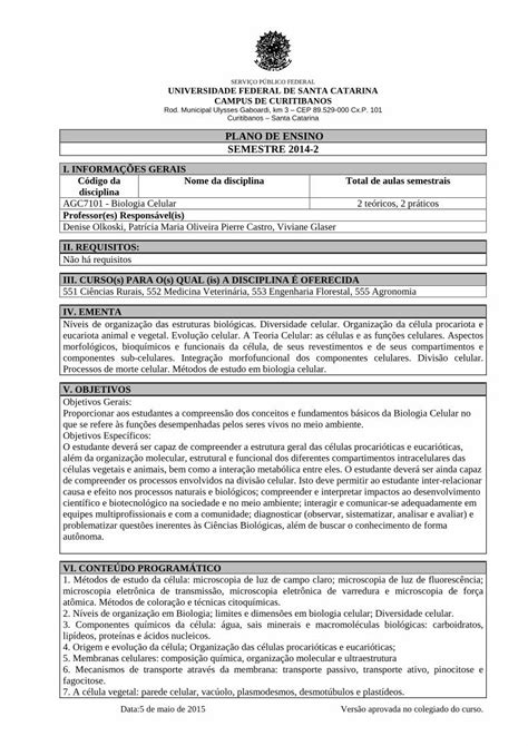 Pdf Modelo De Plano De Ensino Cbs Ufsc