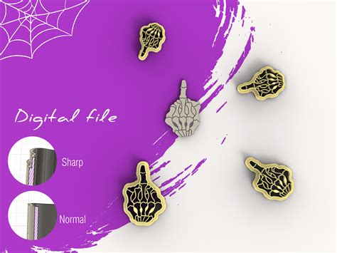 STL File Skull Fuck Hand Haloween Clay Cutters Digital STL File 5 Sizes 2 Cutter Versions