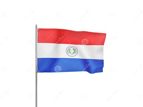 Bandera Paraguaya Ondeando Fondo Blanco Ilustración 3d Stock De